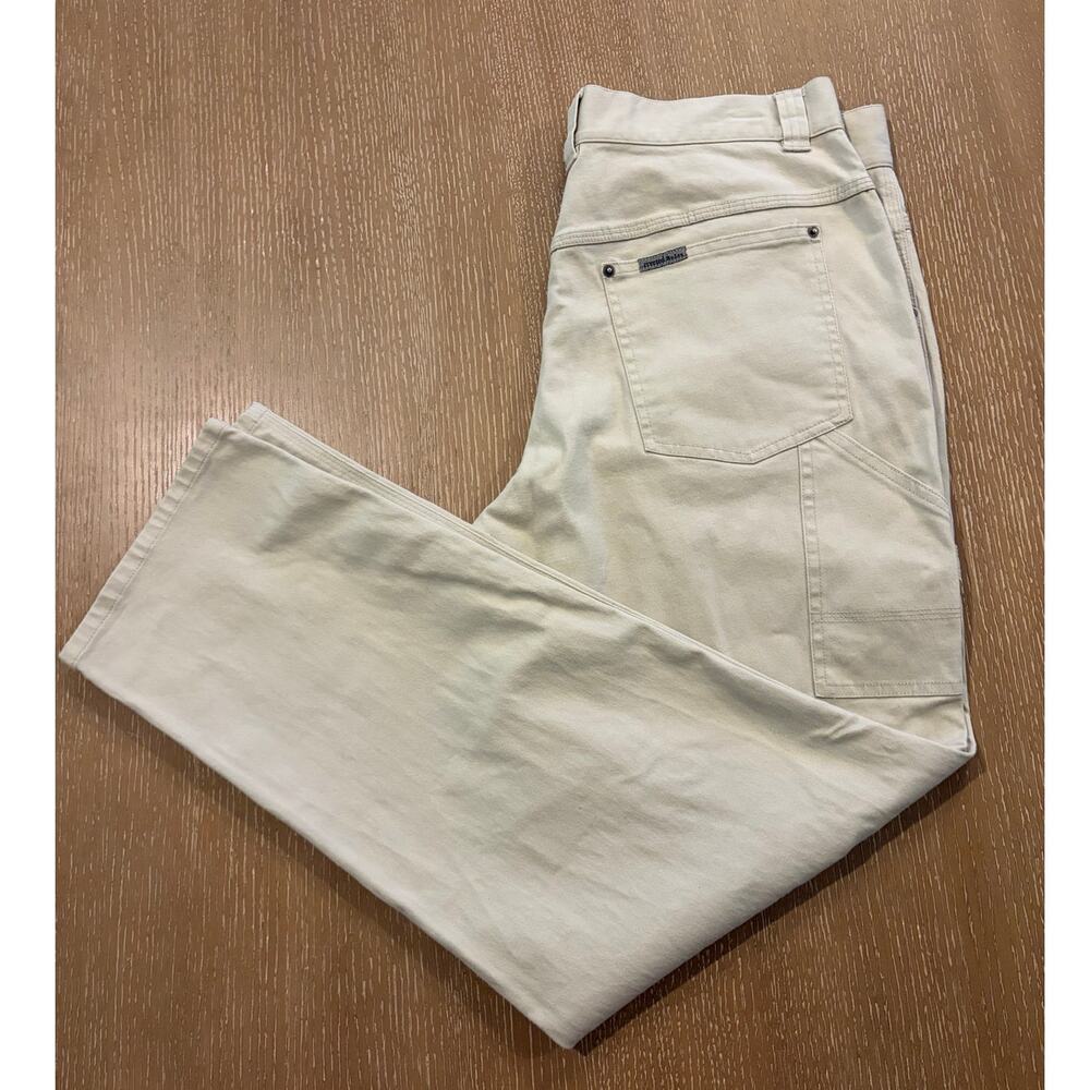 Vintage Riveted Lee Pants Carpenter Womens Size 18WM Beige Retro Y2K 90s 35 x 30